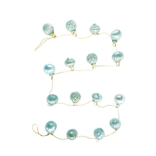 Hello Honey® 6ft. Mint Green Embossed Mercury Glass Ornament Garland